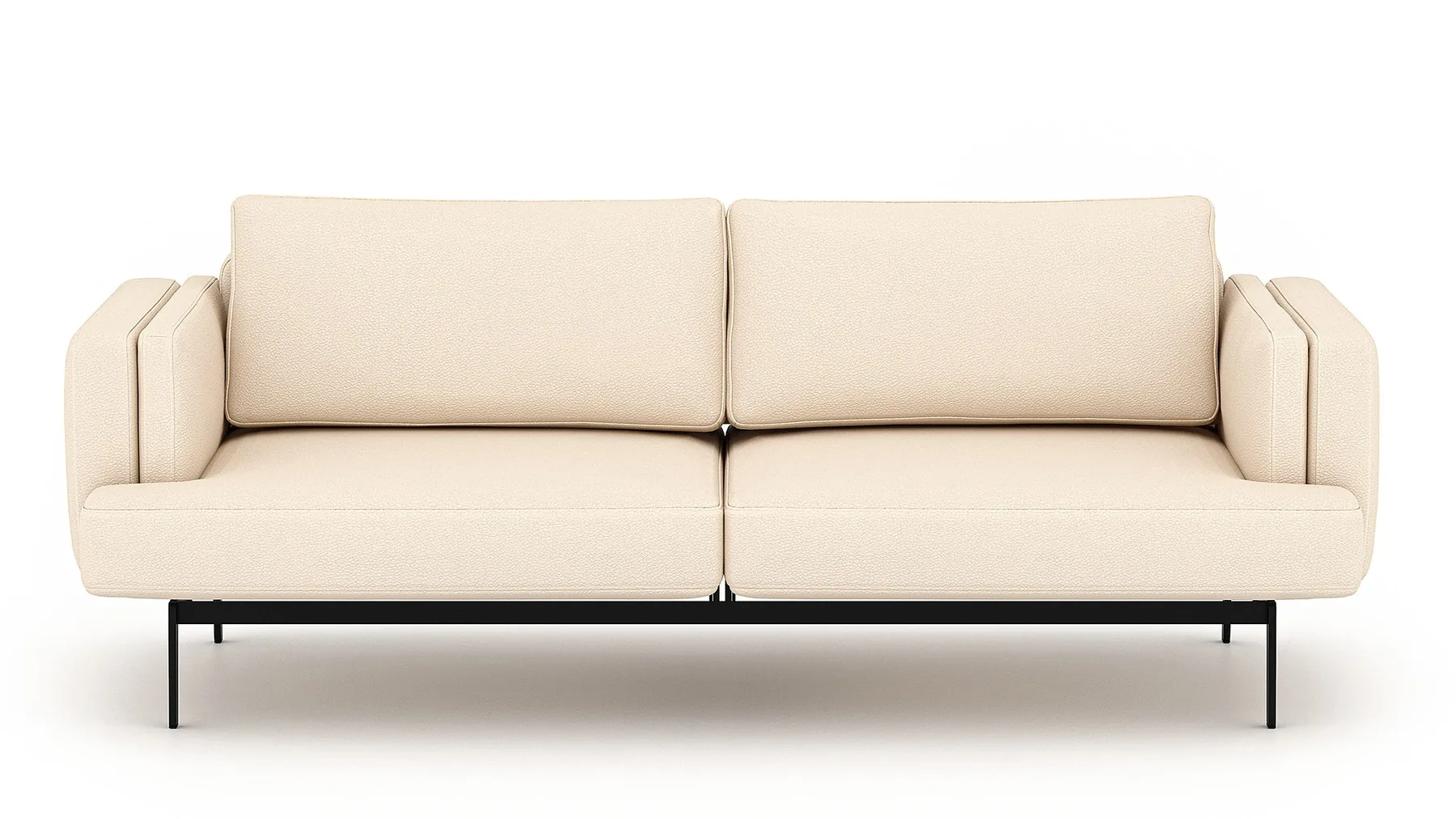 Helles Ledersofa von Desede Switzerland mit schwarzem Gestell, eleganter Dreisitzer.